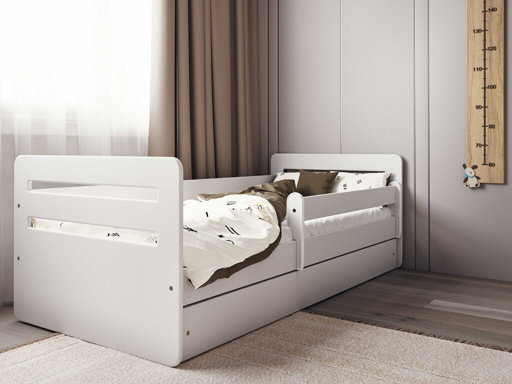 Bērnu gulta bez atvilktnes ar matraci Kocot Kids Tomi, balta cena un informācija | Bērnu gultas | 220.lv