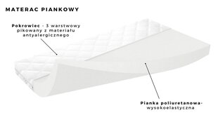 Кровать Томи белая без ящика, с матрасом 180/80 цена и информация | Детские кровати | 220.lv