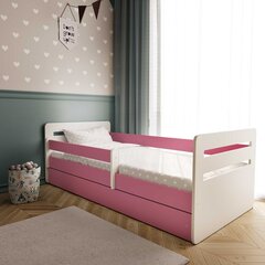 Bērnu gulta ar atvilktni un matraci Kocot Kids Tomi, rozā cena un informācija | Bērnu gultas | 220.lv