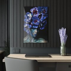 Rūdīta stikla glezna Meitene ar ziediem cena un informācija | Gleznas | 220.lv