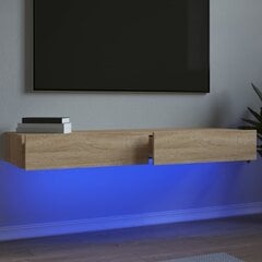 2-vu daļu TV plaukti ar LED lampām, 60x35x15,5cm, brūns cena un informācija | TV galdiņi | 220.lv