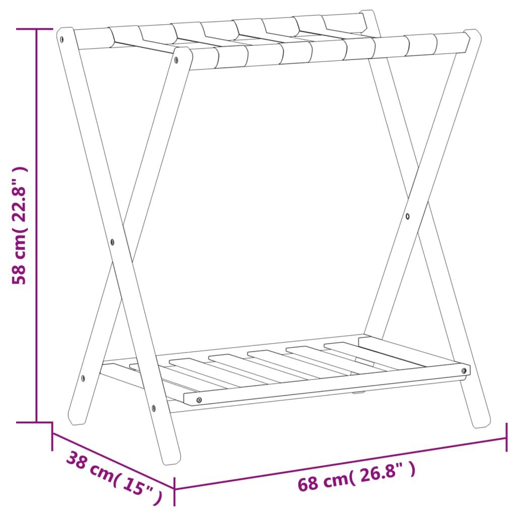 Bagāžas plaukts vidaXL, 68x38x58 cm цена и информация | Plaukti | 220.lv