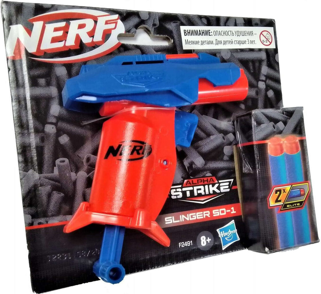 Palaišanas ierīce Nerf Alpha Strike Slinger SD-1 + 2 bultas cena un informācija | Rotaļlietas zēniem | 220.lv