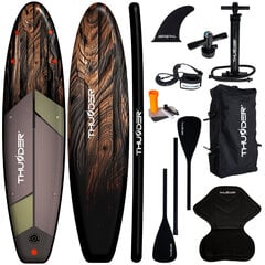 Piepūšams SUP dēlis Thunder Wood 320, brūns цена и информация | SUP доски, водные лыжи, водные аттракционы | 220.lv