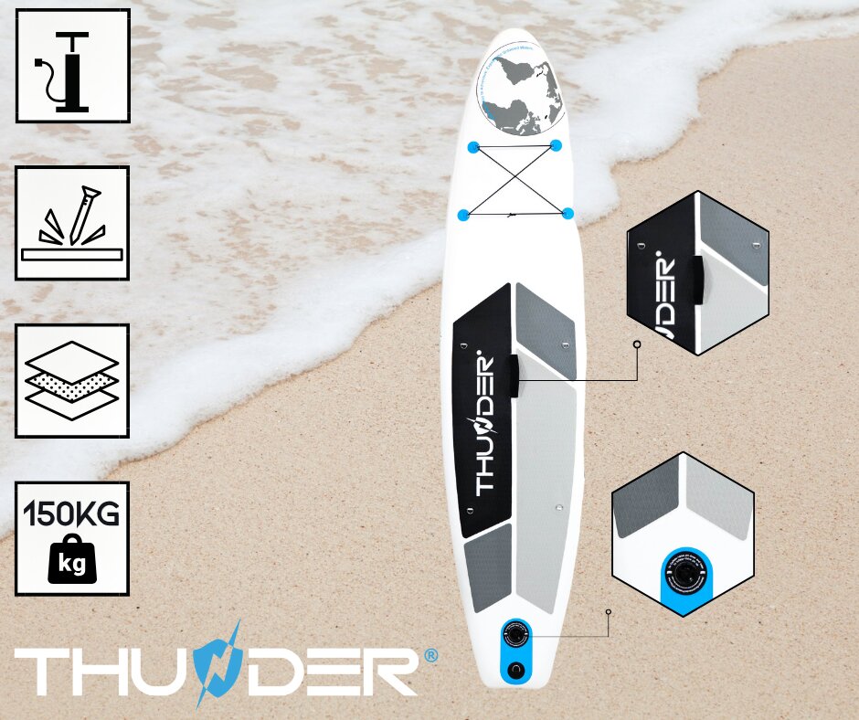 Piepūšams SUP dēlis Thunder Planet Blue 320, zils cena un informācija | SUP dēļi, sērfa dēļi un piederumi | 220.lv