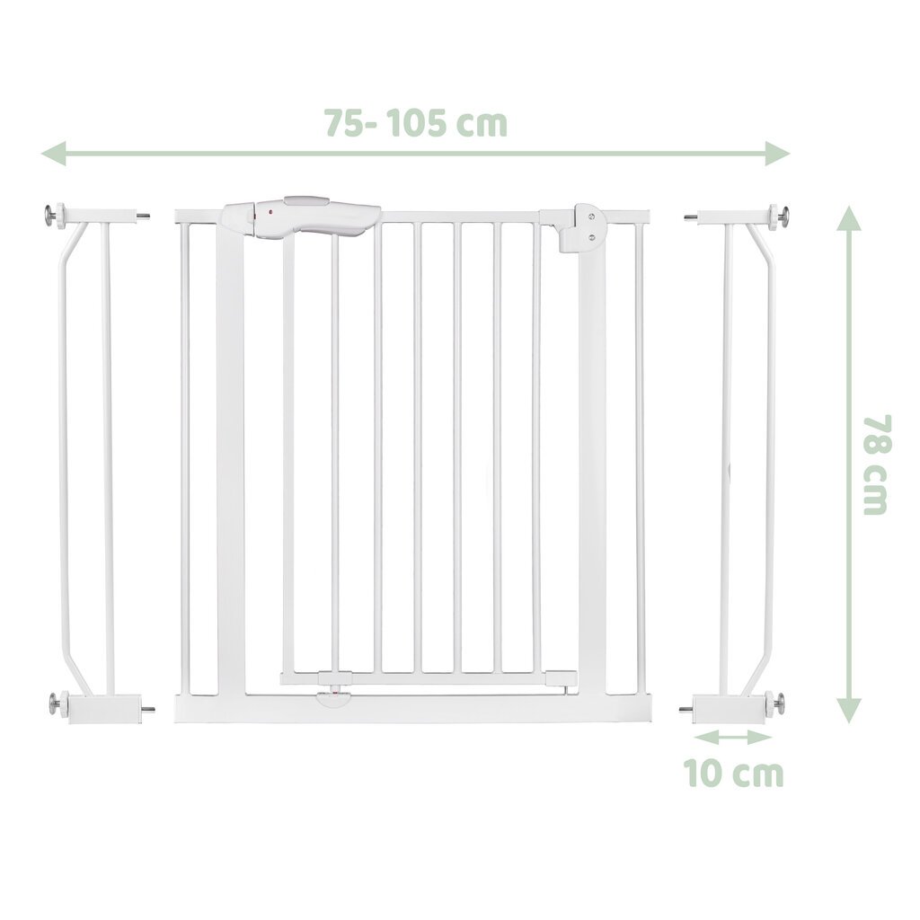 Drošības vārti Nukido, 75-105 cm, balti cena un informācija | Bērnu drošības preces | 220.lv