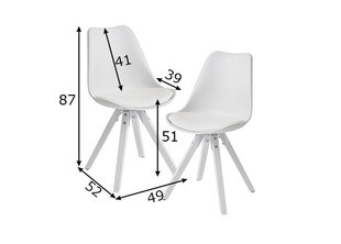 Кресло из экологичной кожи - белое x 2 цена и информация | Стулья для кухни и столовой | 220.lv