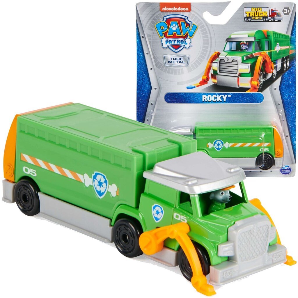 Rotaļu metāla kravas automašīna Paw Patrol Rocky Big Truck Pups, zaļa cena un informācija | Rotaļlietas zēniem | 220.lv