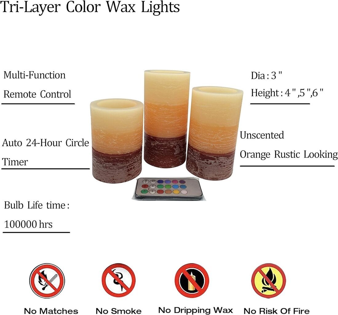 LED vaska sveču komplekts ar ķirbju smaržu Adoria, 3 gab. цена и информация | Sveces un svečturi | 220.lv