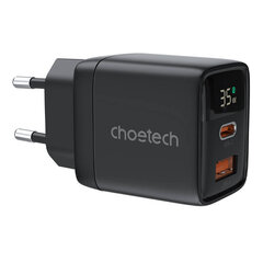 Сетевая зарядка Choetech PD6052 USB-C/USB-A PD35W GaN цена и информация | Зарядные устройства для телефонов | 220.lv