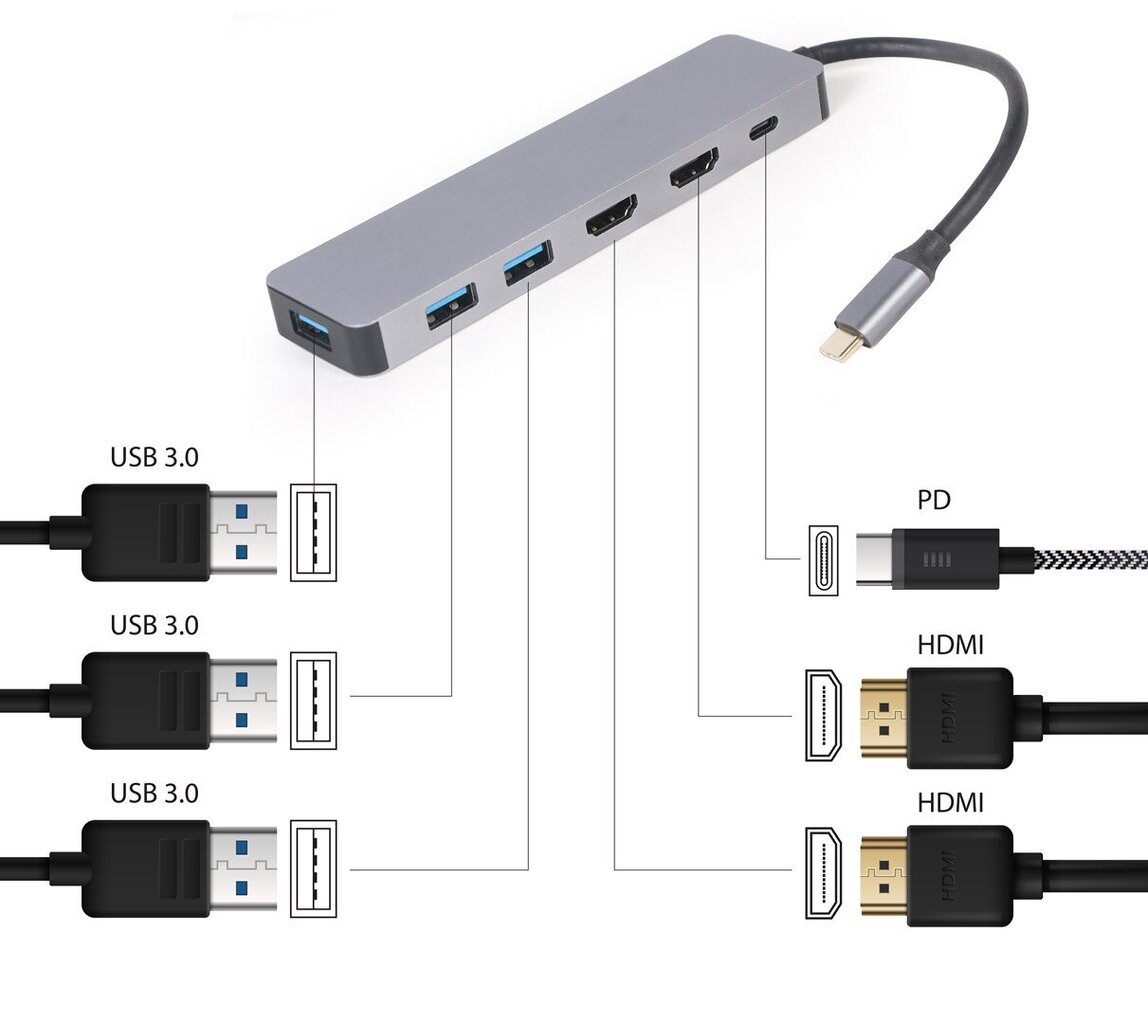 Gembird A-CM-COMBO3-03 cena un informācija | Adapteri un USB centrmezgli | 220.lv