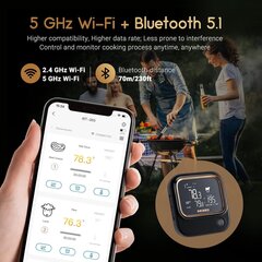 Термометр для мяса с 4 датчиками температуры Inkbird IBT-26S-5G, Wi-Fi и Bluetooth, сигнал до 70м цена и информация | Аксессуары для гриля и барбекю | 220.lv