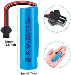 Аккумулятор 3.7V 1200mAh с USB кабелем для зарядки, разъем SM-2P, совместим с DE45 DE42 1:14 безтрековыми и дрифт гонками 2 шт. цена и информация | Батарейки | 220.lv