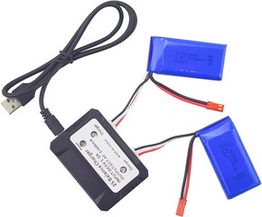 Комплект из 2 литиевых аккумуляторов 7.4V 1100mAh с зарядным устройством - совместим с WLtoys A949, A959, A969, A979, K929, V912, V913, L959, T23, T55, F45 - автомобильные запчасти цена и информация | Батарейки | 220.lv