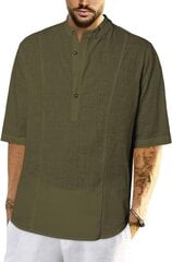 Летняя мужская рубашка Elegancity, короткий рукав, хлопковая, цвета хаки цена и информация | Мужские рубашки | 220.lv