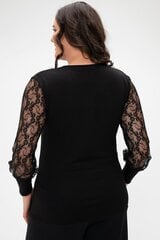 Элегантная черная блузка с необычными рукавами F708-44 цена и информация | Женские блузки, рубашки | 220.lv