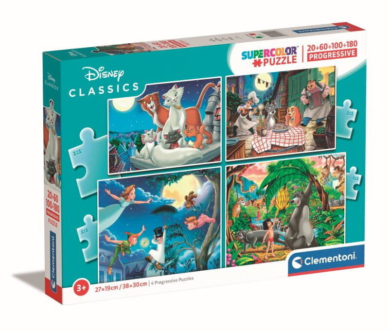 Puzle Clementoni 4in1 Supercolor Disney Classic 21414 cena un informācija | Puzles, 3D puzles | 220.lv