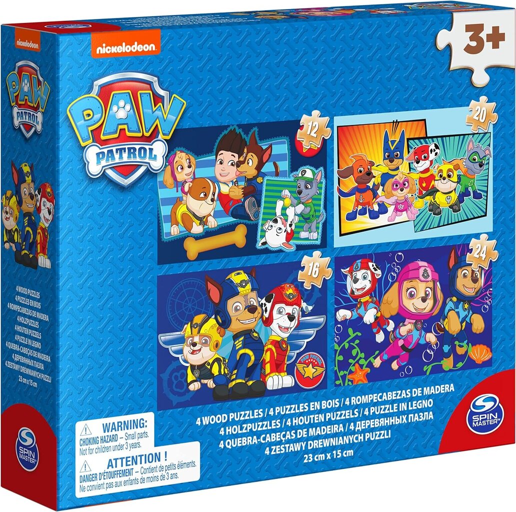 Koka puzle Spin Paw Patrol 4in1 6040049 цена и информация | Puzles, 3D puzles | 220.lv