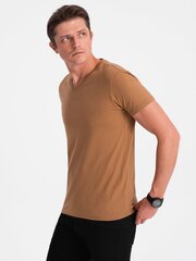 базовая мужская классическая хлопковая футболка - теплого коричневого цвета v8 om-tsbs-0145 124302-7 цена и информация | Мужские футболки | 220.lv
