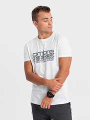 мужская футболка из хлопка с принтом - белая v1 om-tspt-0160 124271-7 цена и информация | Мужские футболки | 220.lv