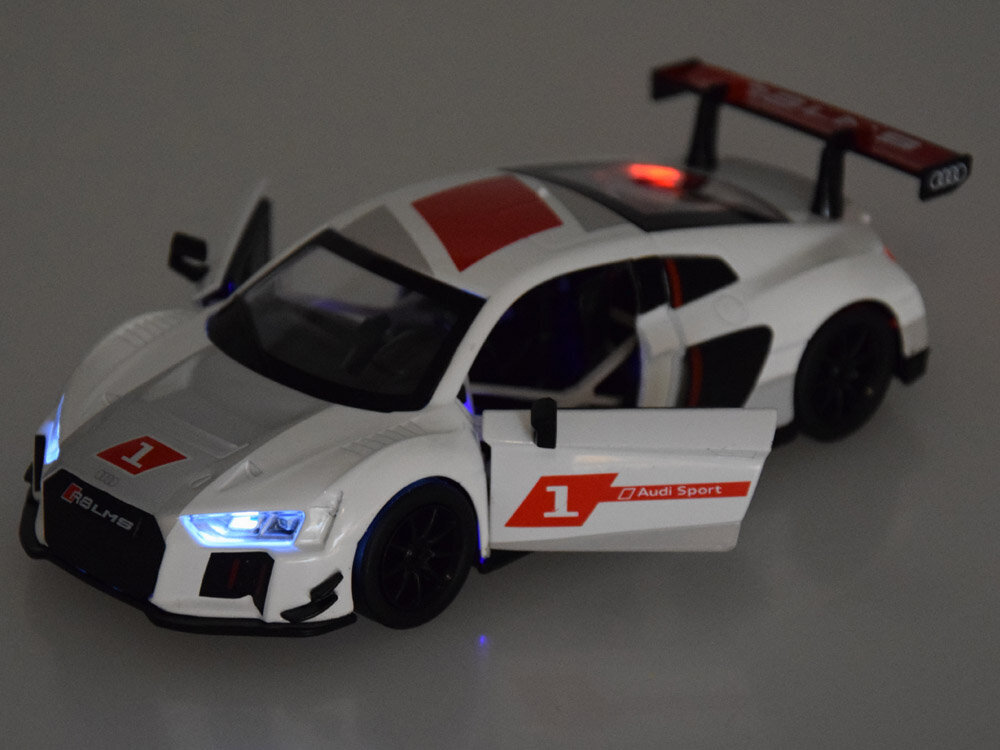 Metāla Audi R8 LMS sporta automašīna ar skaņas un gaismas efektiem цена и информация | Rotaļlietas zēniem | 220.lv