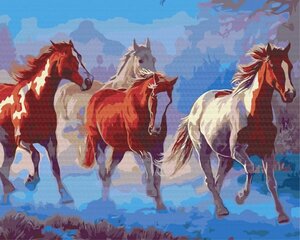 Картинка Раскрась! Рисование по номерам. Табун лошадей цена и информация | Живопись по номерам | 220.lv