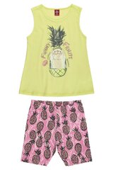 Комплект для девочек, блузка без рукавов и короткие шорты, зеленый, Bee Loop цена и информация | Комплекты для девочек | 220.lv