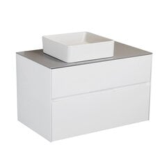Шкаф для ванной комнаты Lyfco BK-96/102 с умывальником Kamė Tondo Quadro W 36, белый/серый цвет цена и информация | Шкафчики для ванной | 220.lv