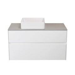 Шкаф для ванной комнаты Lyfco BK-96/102 с умывальником Kamė Tondo Quadro W 36, белый/серый цвет цена и информация | Шкафчики для ванной | 220.lv