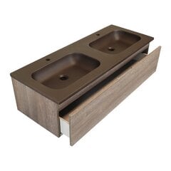 Шкаф для ванной Lapeyre Fokus 120 с умывальником Infiny Cafe 120, коричневый цвет цена и информация | Шкафчики для ванной | 220.lv