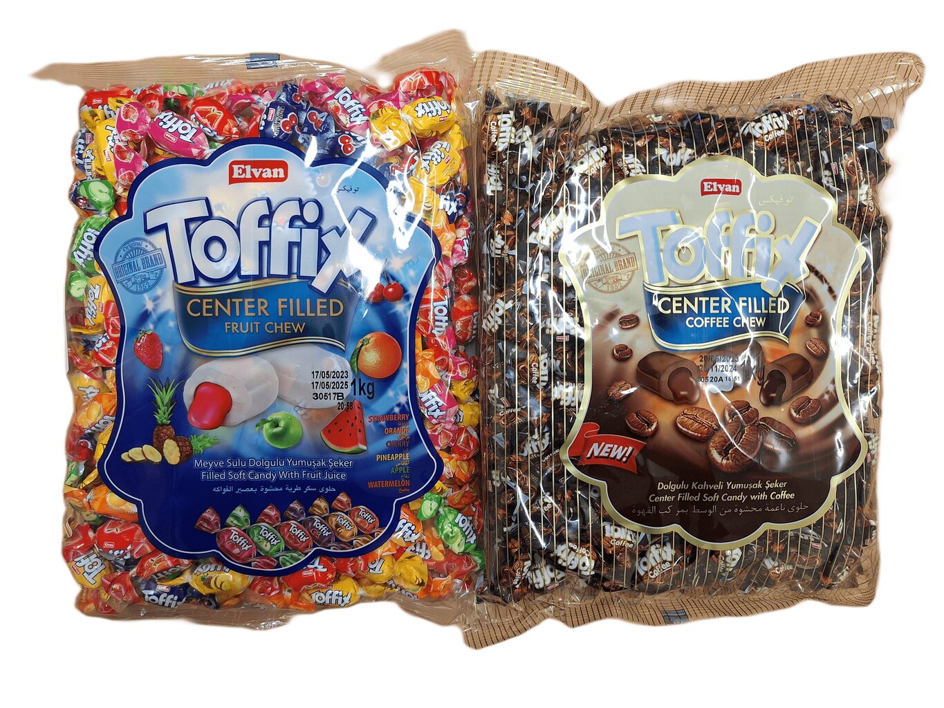 Konfekšu Komplekts "Toffix" Mīkstas karameles konfektes (ar kafijas pildījumu + ar augļu sīrupa pildījumu) 2.gb*1.kg цена и информация | Saldumi | 220.lv