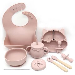Bērnu silikona trauku komplekts Kucēns, rozā, 10gab. цена и информация | Детская посуда, контейнеры для молока и еды | 220.lv
