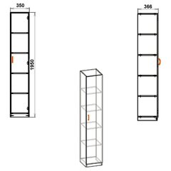 Skapis KSH-8, brūns cena un informācija | Skapīši viesistabai | 220.lv