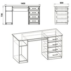 Письменный стол СКМ-11, коричневый цена и информация | Компьютерные, письменные столы | 220.lv