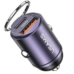 USAMS Ład. sam. 1xUSB+1xUSB-C C38 30W PD Fast Charge z wbudowanym pieścieniem fioletowy|purple CC206CC02 (US-CC206) цена и информация | Зарядные устройства для телефонов | 220.lv
