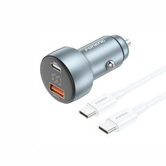 Foneng Car charger C18 - USB + Type C - PD 30W 3A with Type C to Lightning cable grey цена и информация | Зарядные устройства для телефонов | 220.lv