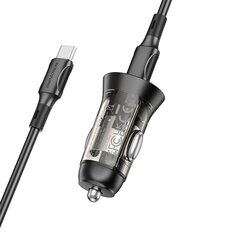 Borofone Car charger BZ26B Discovery - 2xType C - PD 45W 3A with Type C to Type C cable transparent-black цена и информация | Зарядные устройства для телефонов | 220.lv