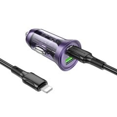 Borofone Car charger BZ26A Shadow - USB + Type C - PD 43W 3A with Type C to Lightning cable transparent-purple цена и информация | Зарядные устройства для телефонов | 220.lv