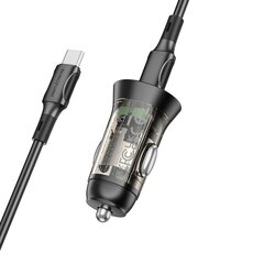 Borofone Car charger BZ26A Shadow - USB + Type C - PD 43W 3A with Type C to Type C cable transparent-black цена и информация | Зарядные устройства для телефонов | 220.lv