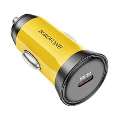 Borofone Car charger BZ26 Searcher - Typ C - PD 30W 3A with Type C to Type C cable yellow цена и информация | Зарядные устройства для телефонов | 220.lv