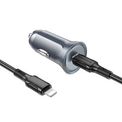 Borofone Car charger BZ26 Searcher - Typ C - PD 30W 3A with Type C to Lightning cable grey цена и информация | Зарядные устройства для телефонов | 220.lv