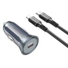 Borofone Car charger BZ26 Searcher - Typ C - PD 30W 3A with Type C to Lightning cable grey цена и информация | Зарядные устройства для телефонов | 220.lv