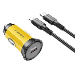 Borofone Car charger BZ26 Searcher - Typ C - PD 30W 3A with Type C to Type C cable yellow цена и информация | Зарядные устройства для телефонов | 220.lv