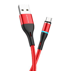 Кабель Borofone BU16 Skill магнитный - USB на Micro USB - 2,4А 1,2 метра красный цена и информация | Кабели для телефонов | 220.lv