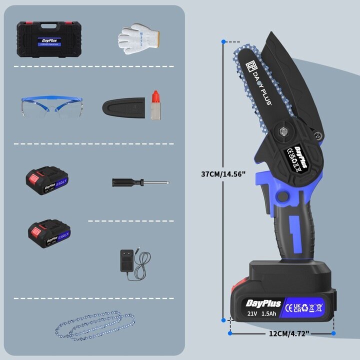 Akumulatora mini ķēdes zāģis Dayplus PRO 1300 W cena un informācija | Motorzāģi | 220.lv