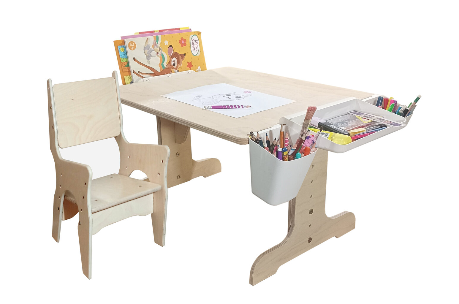Regulējama augstuma bērnu galds ar krēslu "Betula 60" cena un informācija | Bērnu krēsliņi un bērnu galdiņi | 220.lv