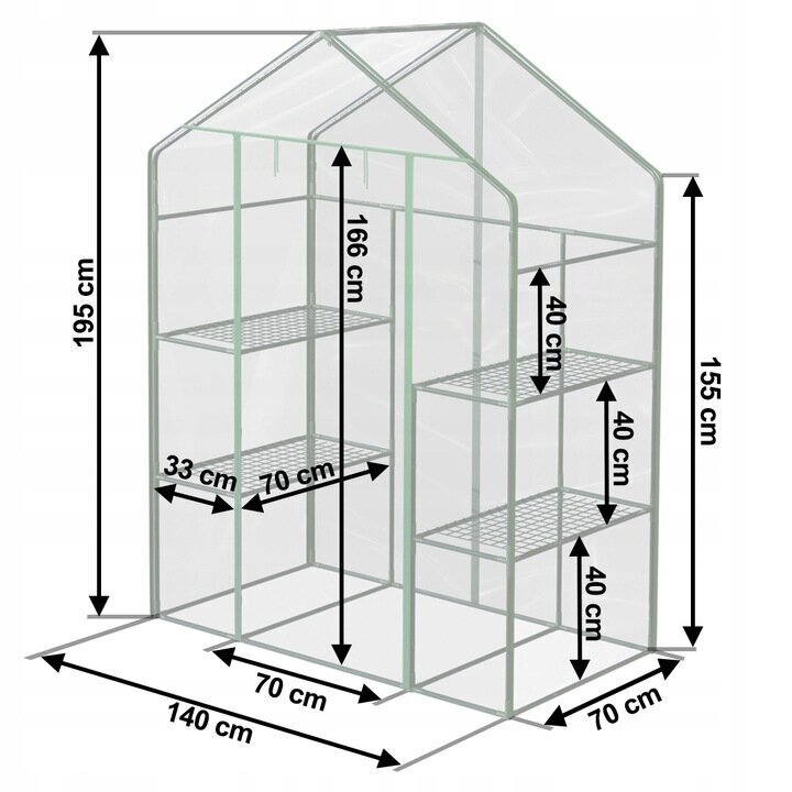 Mini siltumnīca-stādaudzētava Uhuke 1,4 x 0,7 m x 195 cm ​ cena un informācija | Siltumnīcas | 220.lv