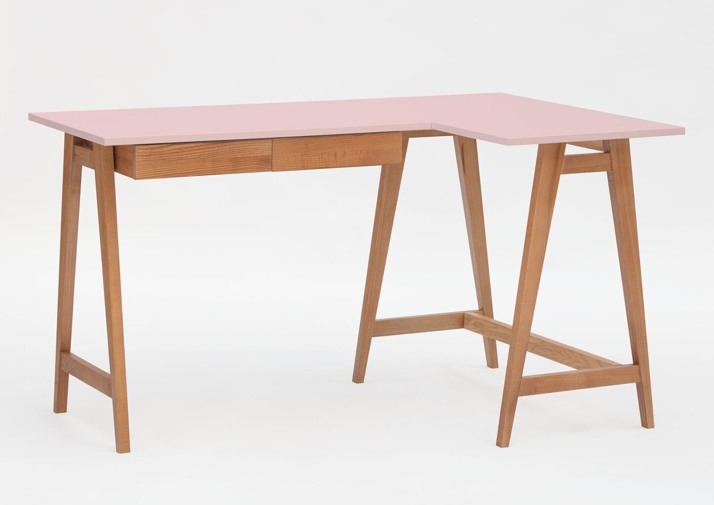 Stūra galds Luka, 135x85 cm, rozā cena un informācija | Datorgaldi, rakstāmgaldi, biroja galdi | 220.lv