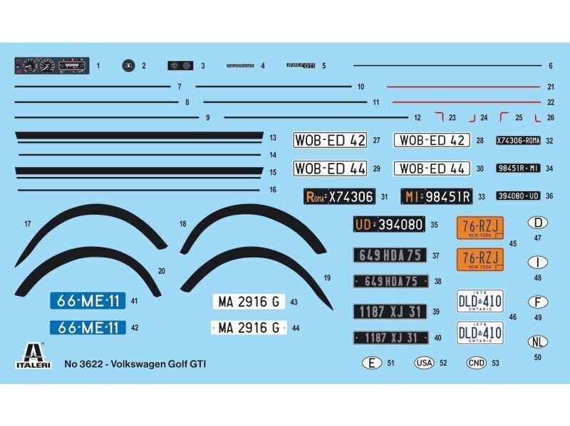 Konstruktors Italeri - VW Golf GTI First Series 1976/78, 1/24, 3622 cena un informācija | Konstruktori | 220.lv