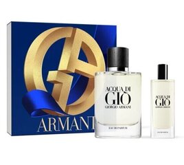 Tualetes ūdens komplekts Giorgio Armani Acqua Di Gio vīriešiem: tualetes ūdens EDT, 75 ml + EDT, 15 ml cena un informācija | Sieviešu smaržas | 220.lv